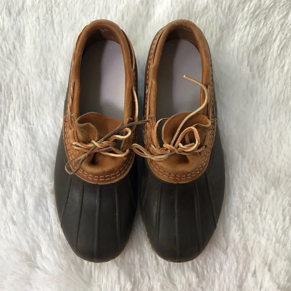 L.L. BEAN • Duck Boots Rubber Moc Tan Brown Ankle Bean Boots Size 8 - Picture 4 of 14